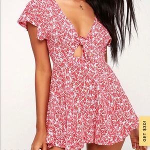 Dondi red and white print romper